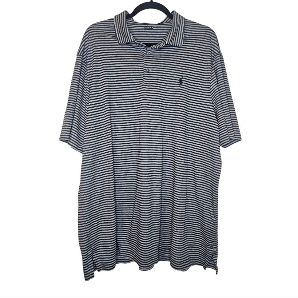 POLO RALPH LAUREN Men’s Gray Striped Classic Fit Polo Shirt - Size XL